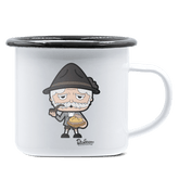 Da Oid Sinzer Leberkassemmel Emaille Tasse 375ml Weiss Schwarz Hochries Front